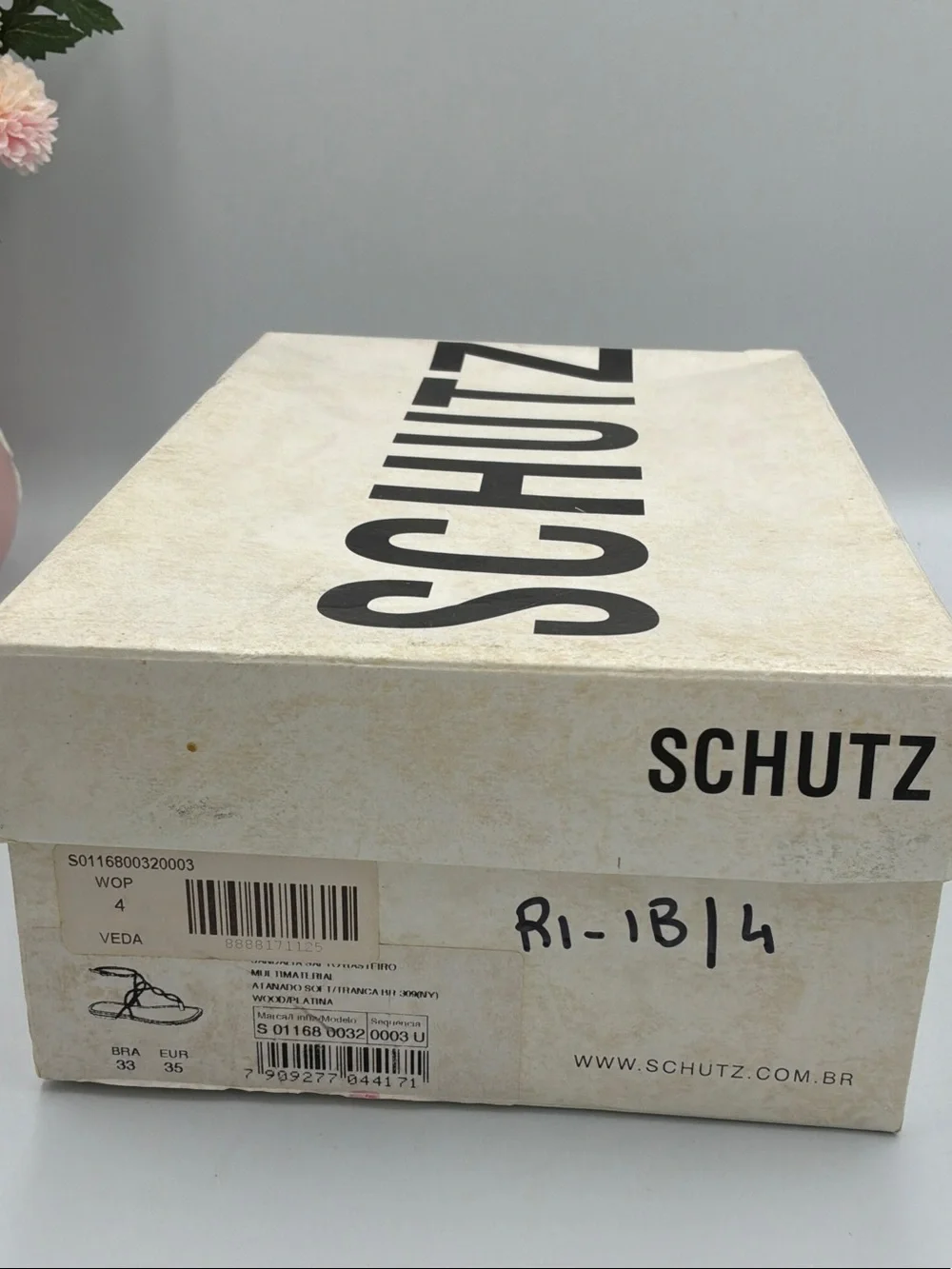 SCHUTZ Tan Braided Leather T-Strap Sandals